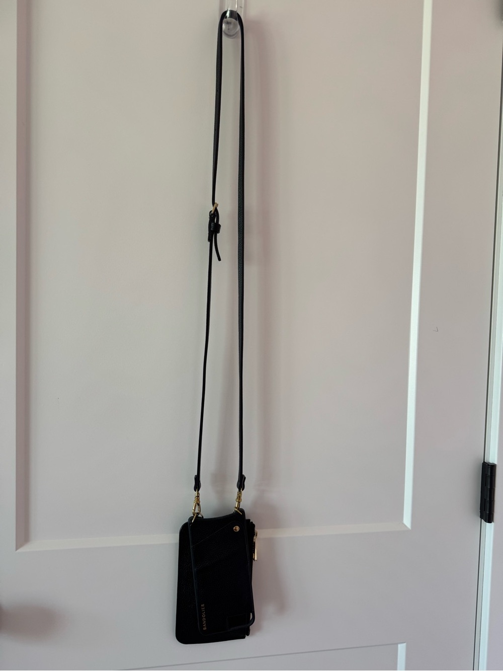 Bandolier Black Leather Crossbody Card Wallet with iPhone Case - Picture 3 of 7